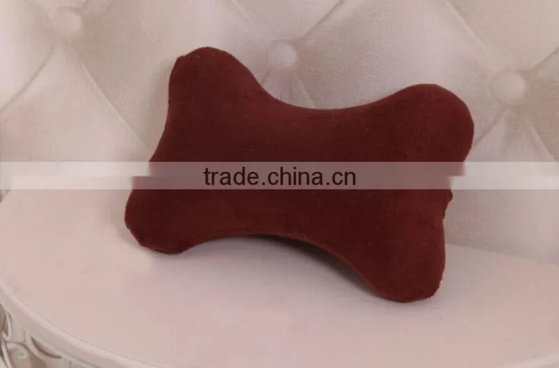 Bone shape memory foam car neck pillow, 100%polyester velvet cover