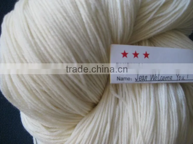 3.9/4NM 80%/10%/10% superwash merino wool/ cashmere/ nylon blend yarn,raw white/bleached white/dyed color