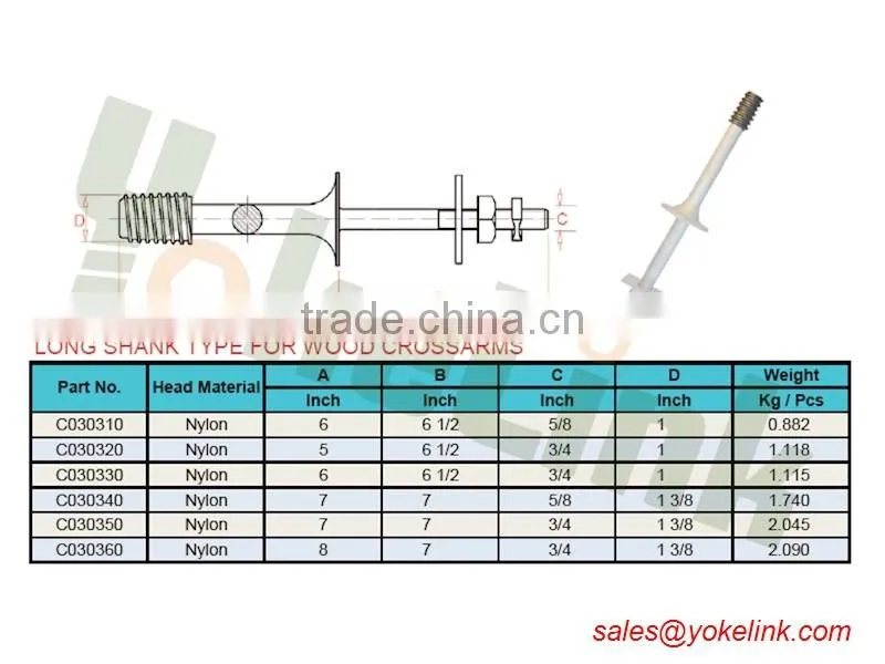 High strength Carbon steel I'' Structural electrical crossarm wood crossarm insulator pin for Cable Hardware