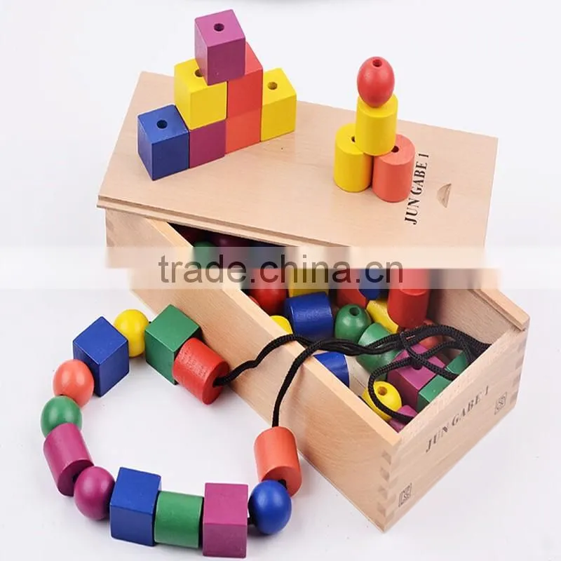 Froebel Gabe Jun 1 Wooden Kids Toys Box Teaching Tools Learning Educational Preschool Training Colorful beads
