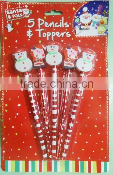 wooden pencil with cartoon eraser/ wooden pencil with cartoon eraser/pen top cartoon eraser