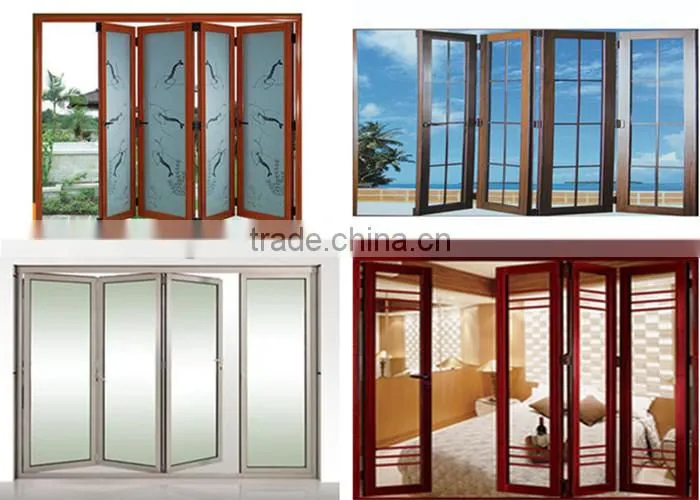 CE certificate aluminium frame insulated glass exterior folding door