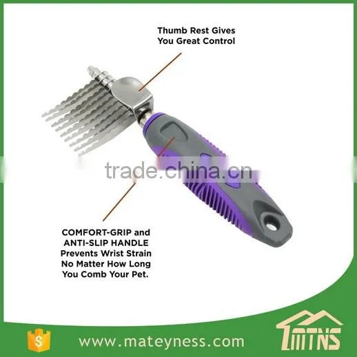 Long Blades with Safety Edges Pet Dematting Comb