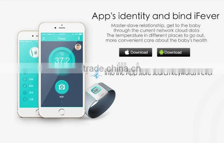 New Bluetooth smart thermometer with high temporature alarm, wearable electric thermometer for baby