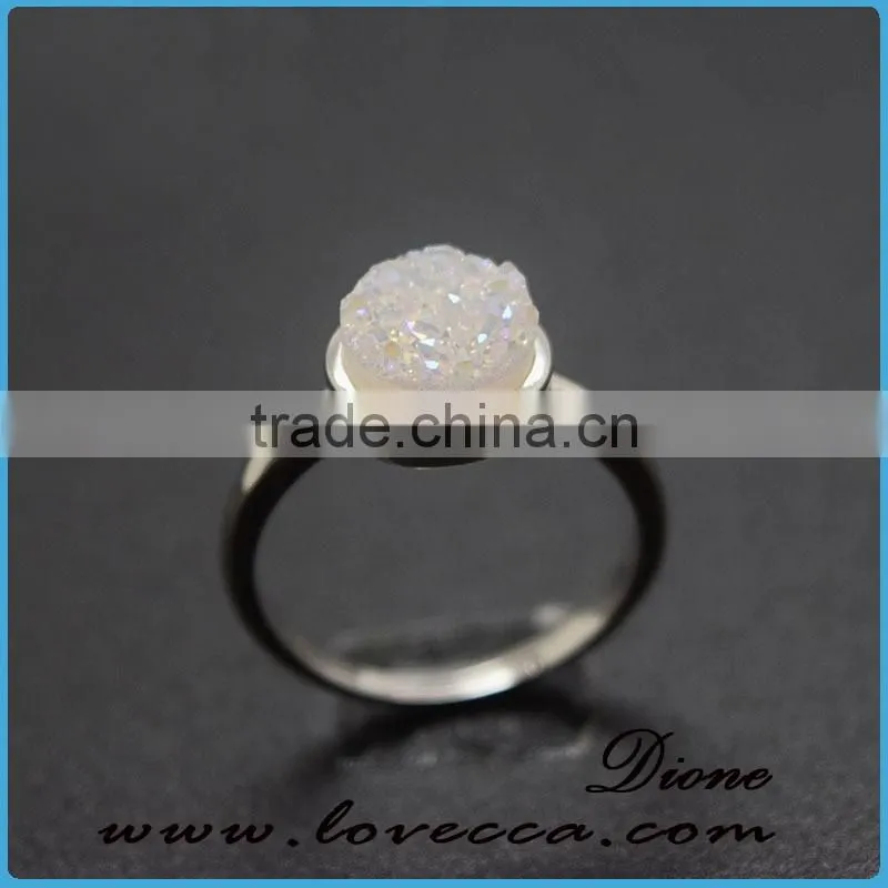 925 natural stone silver ring wholesale 8mm agate rings