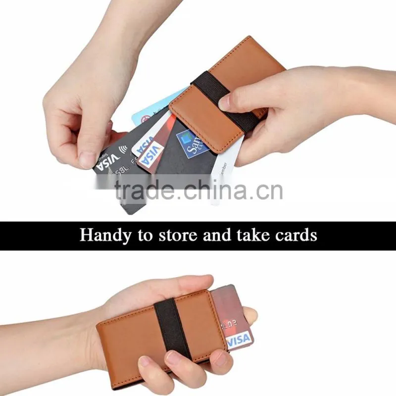 Tianhooo Slim Wallet Minimalist brown genuine cowhide Leather Wallet RFID Blocking Card Holder