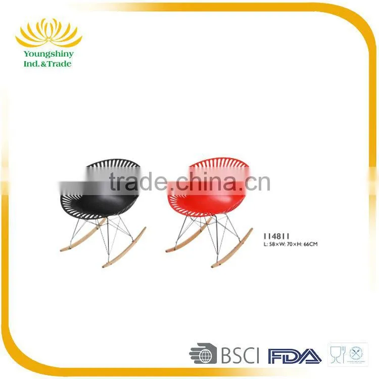 Manufacturer popular cheap plastic rocking chair with beech legs
