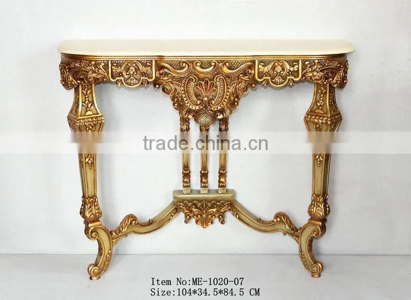 Green Marble Baroque Wall Cleat 2 leg Console Tables