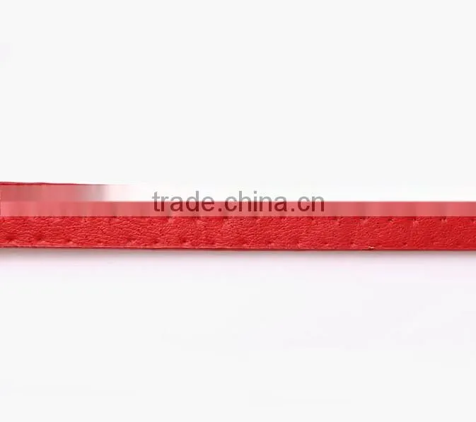 Wholesale oval rivets decorated square pin buckle sex girl thin PU waist belt