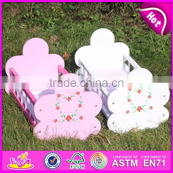 Natural handmade wooden baby doll bed for sale WJ278012A