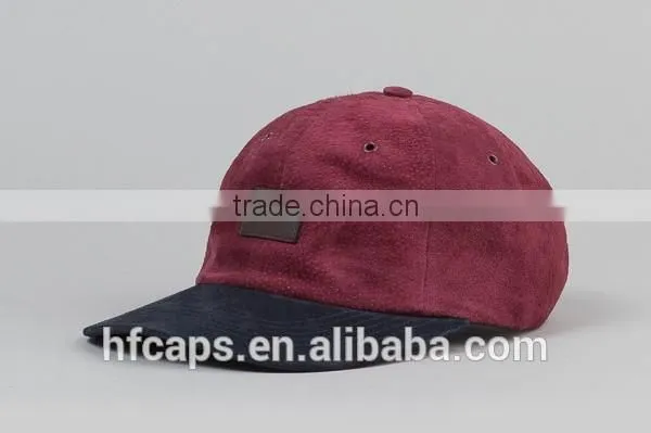 6 panel suede baseball cap custom