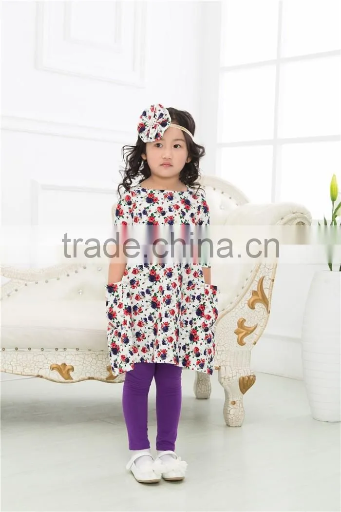 Spring boutique baby clothing set baby girl 2 peices set with headbands flower girl 100% cotton clothing outfits for children