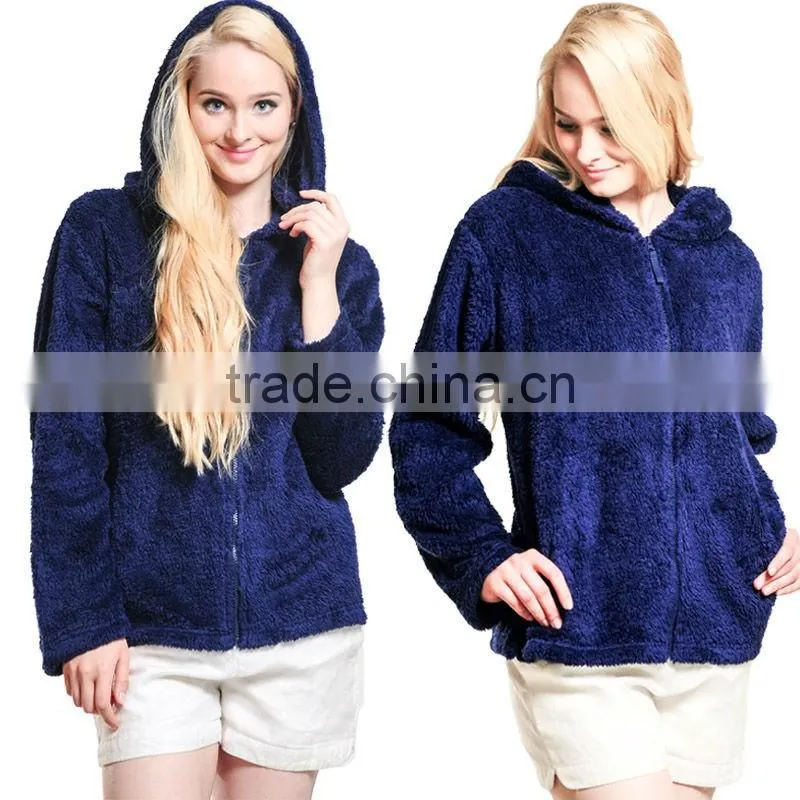 Women Girls Plus Size Snuggle Fleece Blouse Zip Fluffy Warm Hooded Sweatshirt Hoodie Ladies Loose Sweatshirt Jacket With Hood