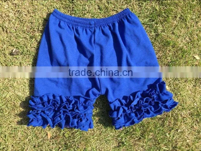 2016 floral rose cotton knitted triple ruffle shorts boutique girls summer clothing wholesale kids shorts