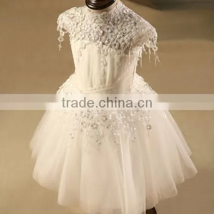 Latest Girl Wedding Dress With Bubble Skirt White Girls Princess Dress Short Sleeve For Birthday Kids Clothing NP-G-GD905-70