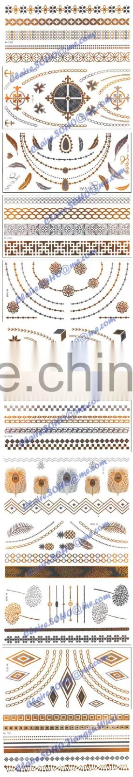 2015 Alibaba Wholesale gold metallic temporary tattoo