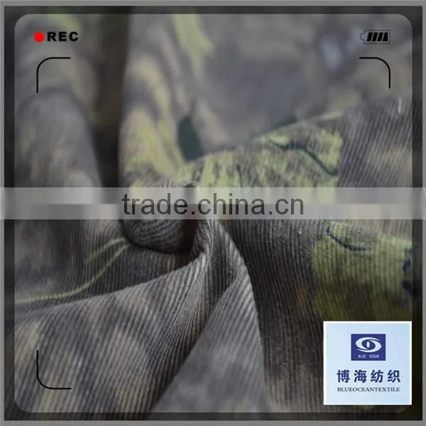 100% cotton wide wale corduroy print fabric manufacter