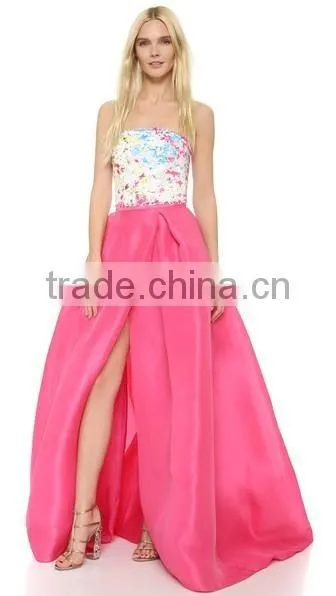 2016 newest skirt fashion flared ladies maxi skirt pink pleated ladies'long OEM