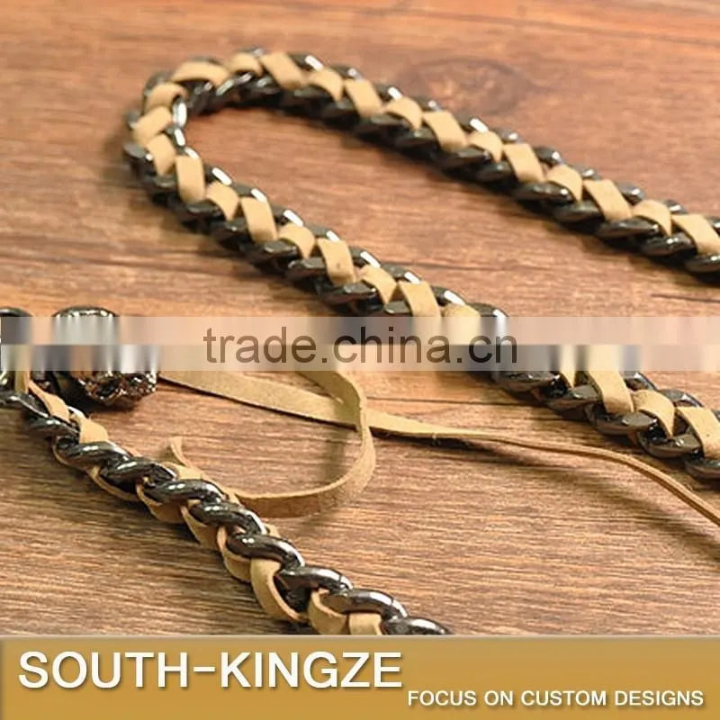 Leather and Alloy Metal Punk Style Pants Pendant