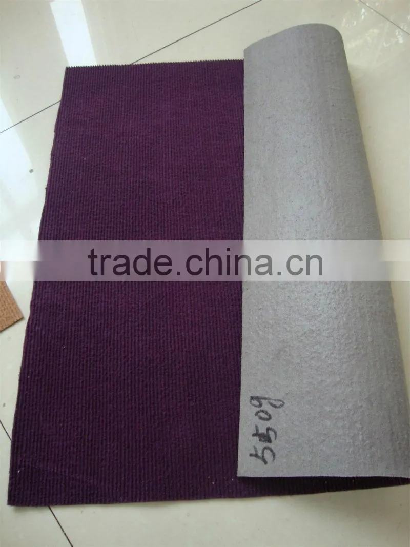 100%polyester ribbed carpet with anti slip backing,rubber backing