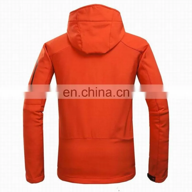 2016 men's orange outdoor waterproof winter softshell jacket