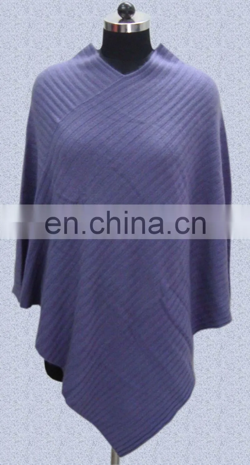 Rib Knitted Pashmina wool Poncho 2016