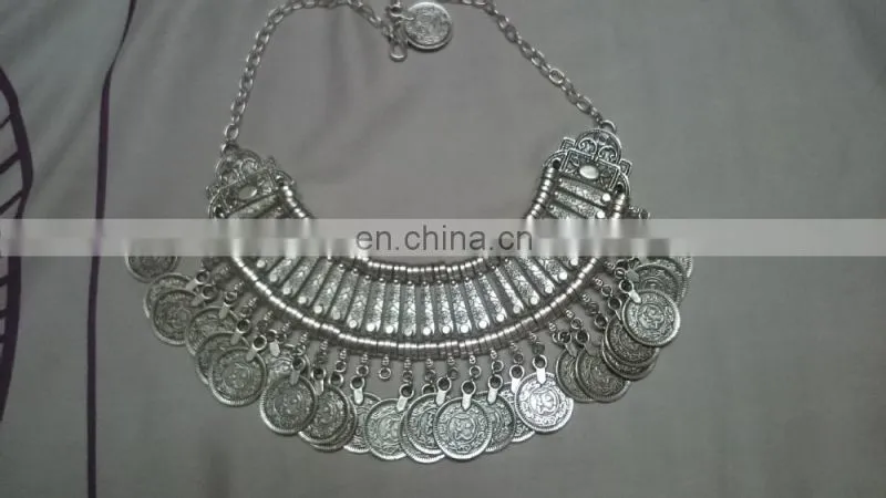 Afghani Indian alloy Boho Necklace coin statement necklace Gypsy Jewelry