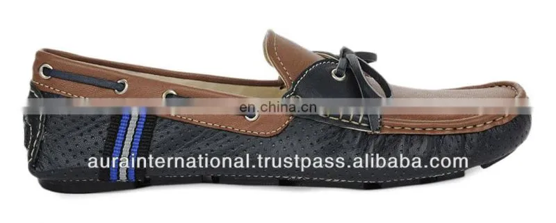 Mens Casual Black Leather Boat Shoes Wholesale - Latest Design