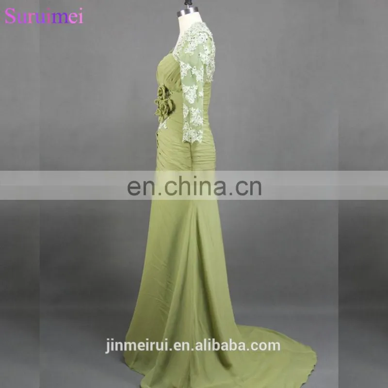 elegant mermaid floor length long lace chiffon mother of the bride dresses MQ028