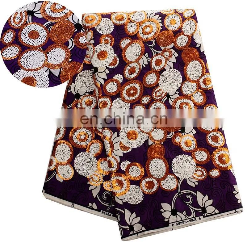 2016 unique african wax with sequins fabric