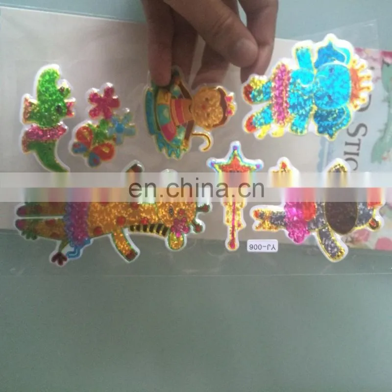 Hot deocrative promotional colorful custom make glitter 3D sticker