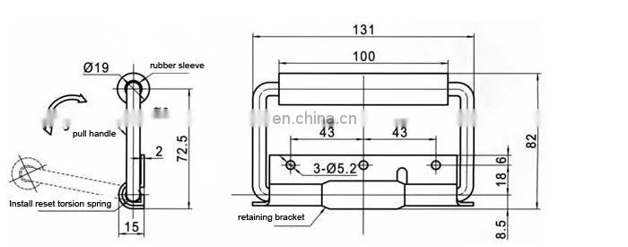 2015 new Hinged Steel handle for machine high quanlity