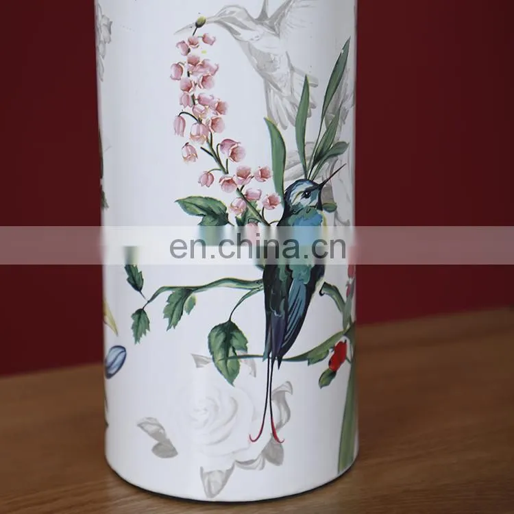 Modern elegant design table lamp flower bird pattern bedside night lamp for home decor