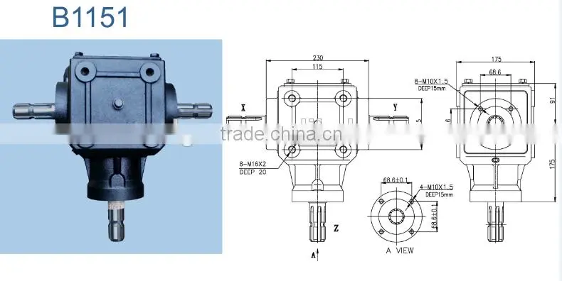 high efficiency agricultural gearbox comer small bevel gearbox