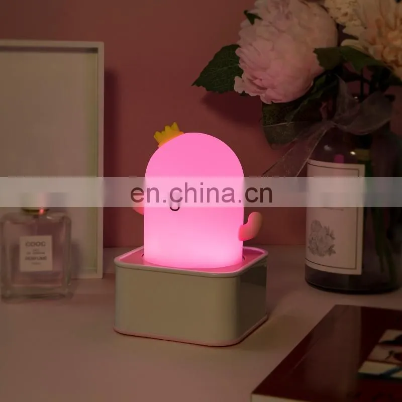 Creative led colorful silicone baby light cactus sensor pat night lamps for bedroom