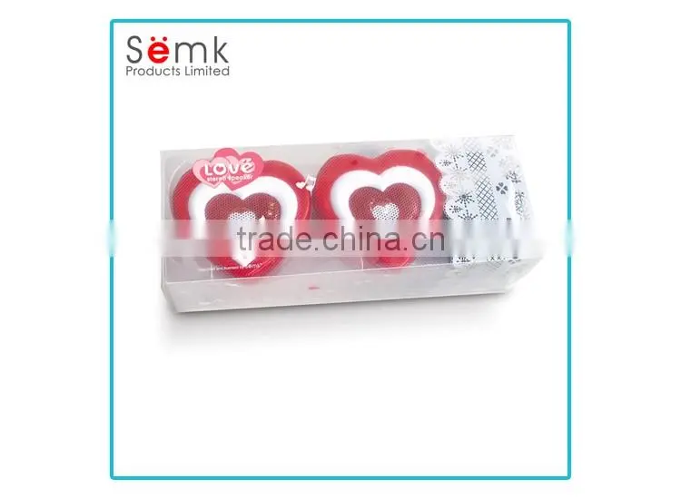Promotional gifts portable heart shaped bluetooth stereo speakers