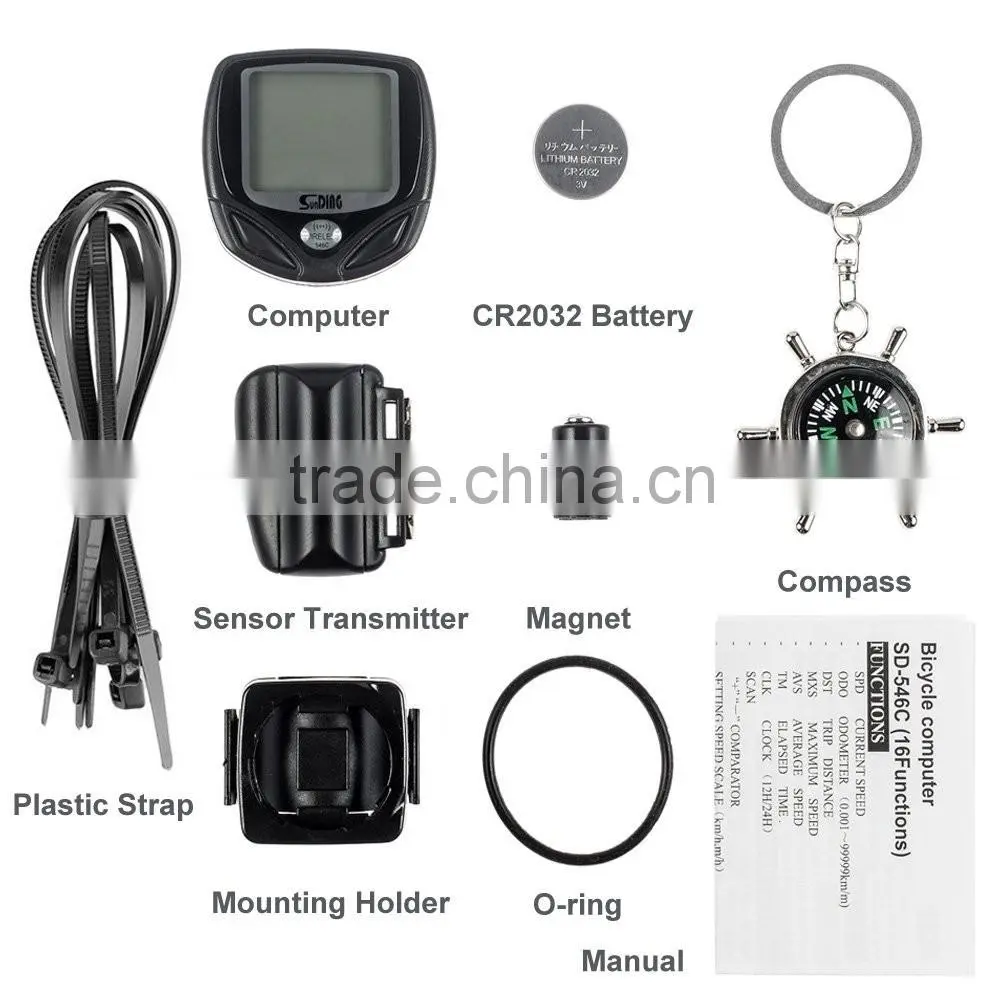 Bike Computer,Original Wireless Bicycle Speedometer with Compass Key Ring,Multi FunctionBike Odometer Cycling