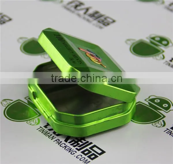 Small tinplate can mint chewing gum case metal hinge box