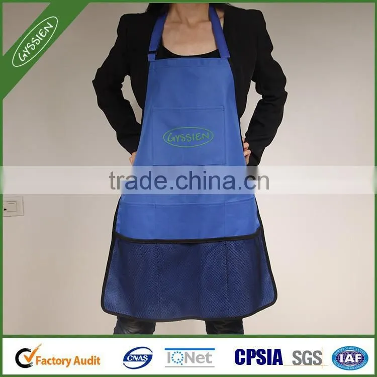 Fashion multi-color high quality blue mesh cooking apron,pattern apron for the kitchen