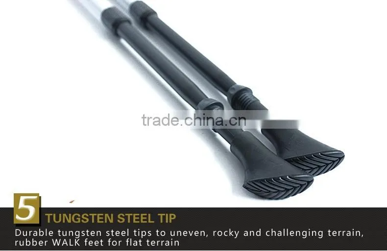 Telescopic Mountaineering Quick Lock Trekking Poles With Cork Handle
