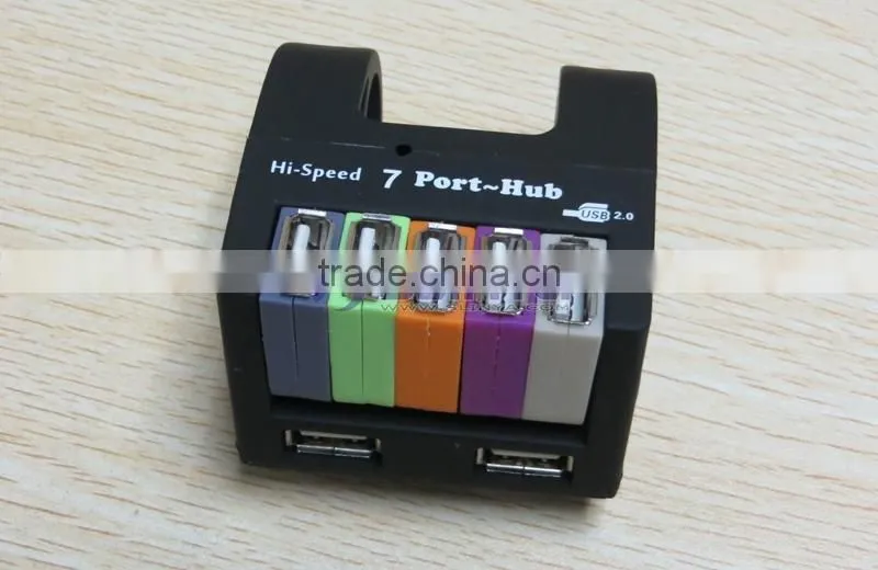 USB 2.0 Drive Port Power Adapter 7 Ports Hub For Computer Laptop Accessory