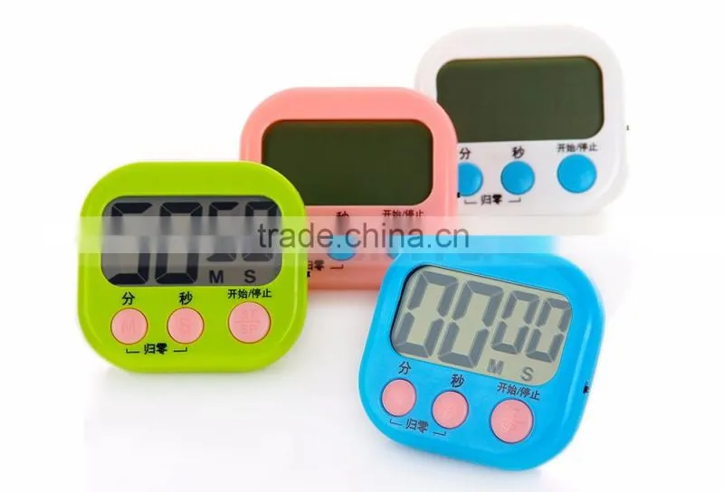 2.9 Inch LCD Big Screen AAA Battery Countdown 4 Color Digital Kitchen Timer
