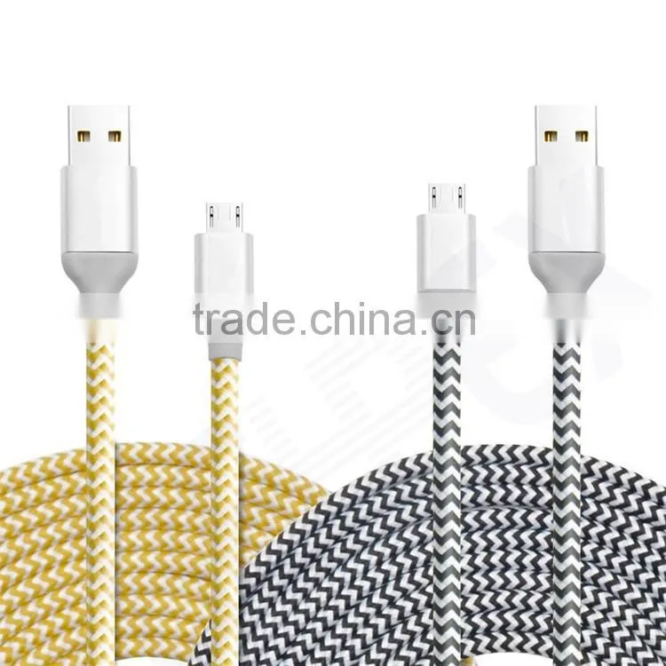 Woven Fabric Braided Flat Pipe Connector Micro USB Cable