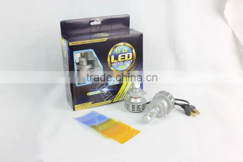 Lanseko 2015 newest G6 fanless all in one 5 color DIY freely h8 auto led headlight bulbs 12v 35w