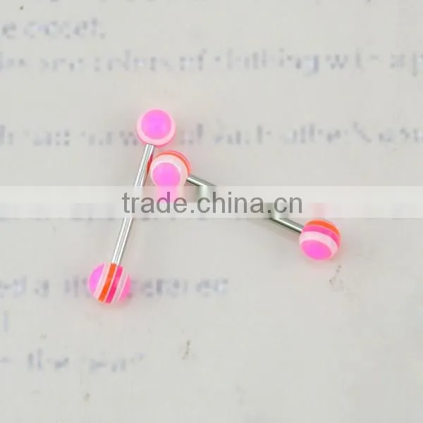Beautiful Pink Epoxy Ball 316L Surgical Steel Barbell Cheap Tongue Rings