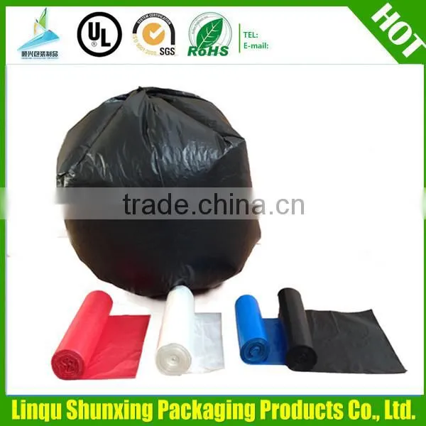 heavy duty black garbage bag / drawstring garbage bag / on roll trash bag