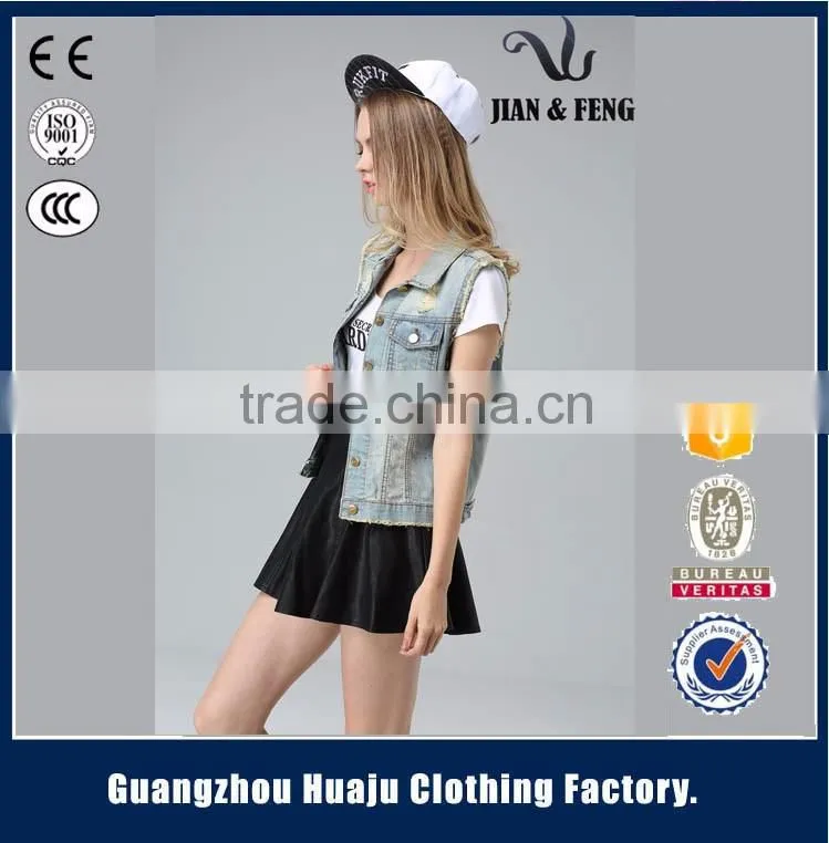 2016 Summer Cheap Womens Denim Vest With Hood for sale