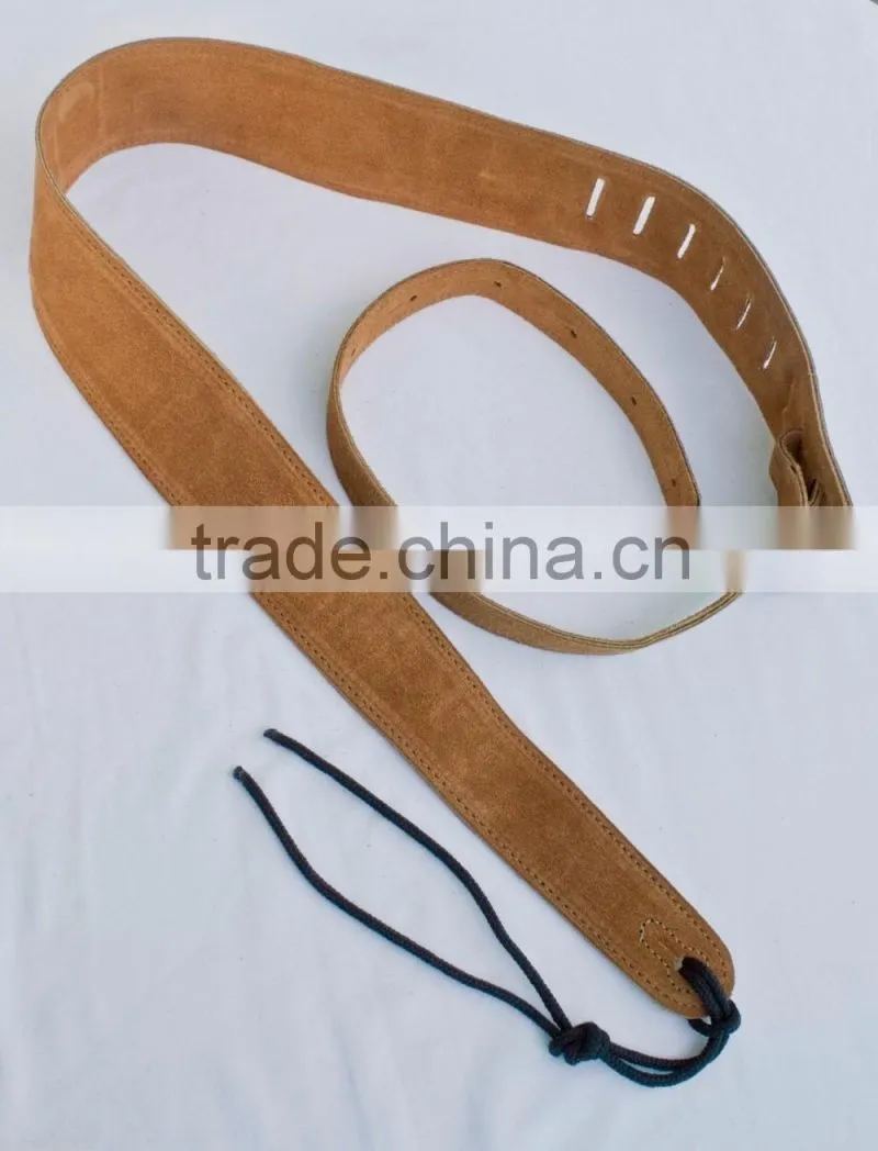 Guitar strap soft tan suede leather for acoustic&electric