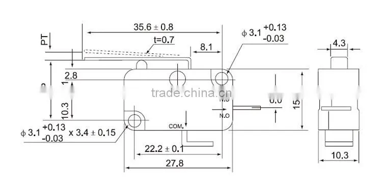 CNTD 10A/16A/21A Customized Long Handle Type Micro Limit Switch (CMV-101D)