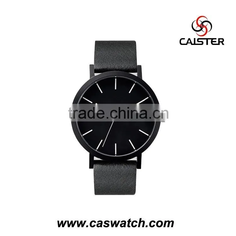 Hot fashion Minimalist stainless steel men's watch, luxury high quality leather watch, Japan movement water resistant watch